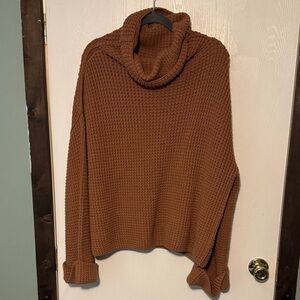 Free People Cozy Brown Turtleneck Sweater